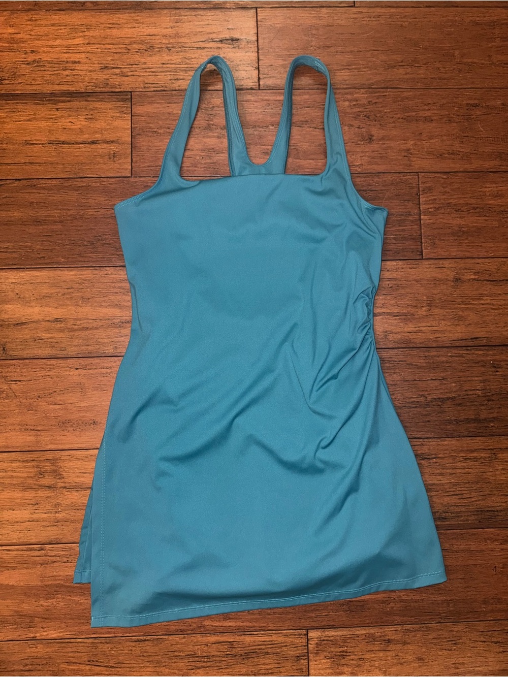 Women’s Teal Athletic Tennis Dress Built In Shorts Open Back Sleeveless Size M